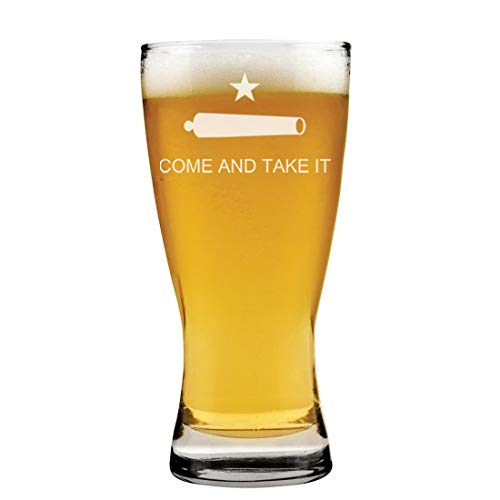 15 oz Beer Pilsner Glass Texas Come And Take It Flag
