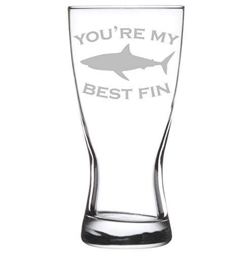 15 oz Beer Pilsner Glass You're My Best Fin Friend Shark