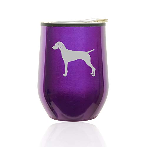 Stemless Wine Tumbler Coffee Travel Mug Glass With Lid Vizsla (Royal Purple)