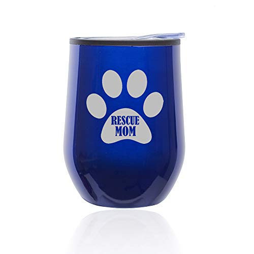 Stemless Wine Tumbler Coffee Travel Mug Glass With Lid Paw Print Rescue Mom