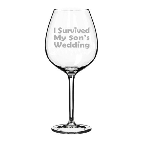 20 oz Jumbo Wine Glass Funny Mother Father of the Groom I survived my son's wedding