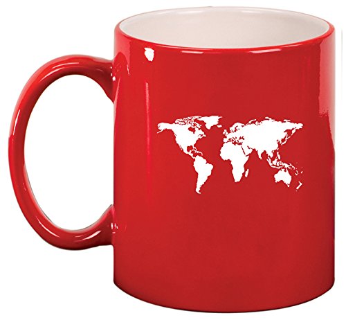 Ceramic Coffee Tea Mug Cup World Map (Red)