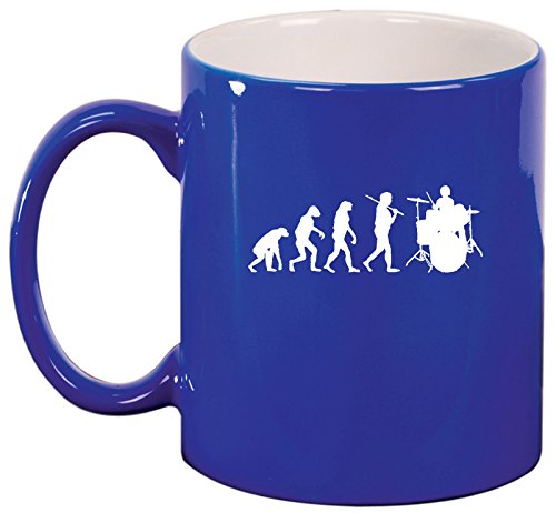 Ceramic Coffee Tea Mug Cup Evolution Drummer (Blue)