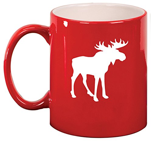 Ceramic Coffee Tea Mug Cup Moose (Red)