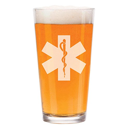 16 oz Beer Pint Glass Star Of Life EMT Paramedic