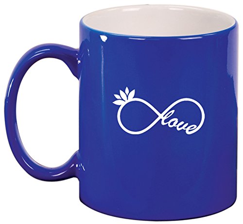 Ceramic Coffee Tea Mug Infinity Love Yoga Lotus (Blue)