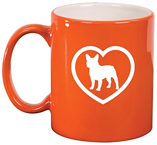 Ceramic Coffee Tea Mug Cup French Bulldog Heart (Orange)