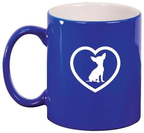 Heart Chihuahua Ceramic Coffee Tea Mug Cup Blue