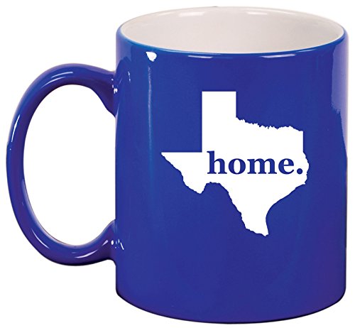 Ceramic Coffee Tea Mug Cup Texas Home (Blue)