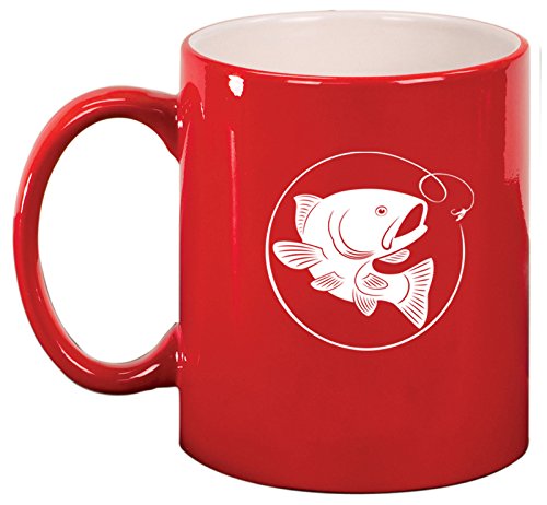 Ceramic Coffee Tea Mug Cup Fly Fishing (Red)