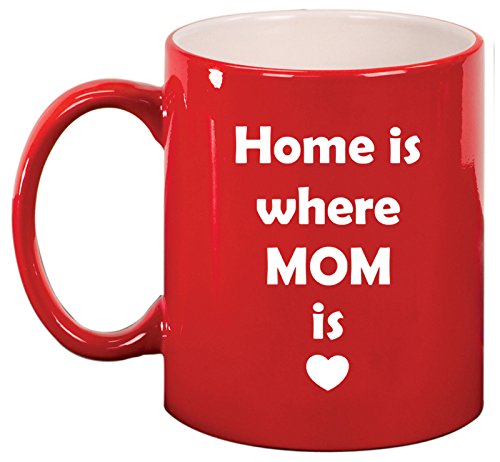 Ceramic Coffee Tea Mug Home Is Where Mom Is (Red)
