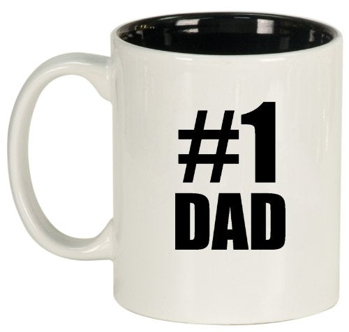 #1 Dad Ceramic Coffee Tea Mug Cup White Black Gift for Dad