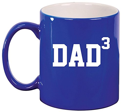 Ceramic Coffee Tea Mug Cup DAD x3 Cubed Father Of 3 (Blue)