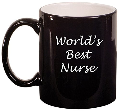 Ceramic Coffee Tea Mug World's Best Nurse (Black)