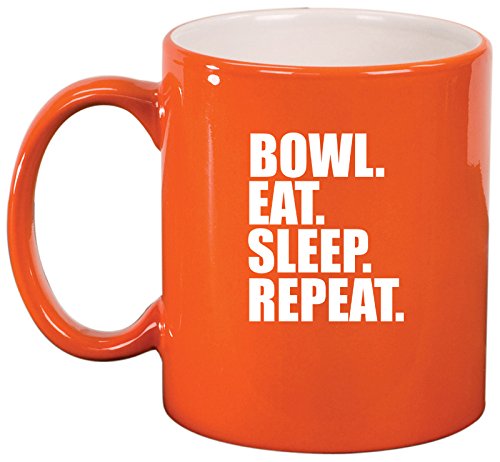 Ceramic Coffee Tea Mug Cup Bowl Eat Sleep Repeat (Orange)