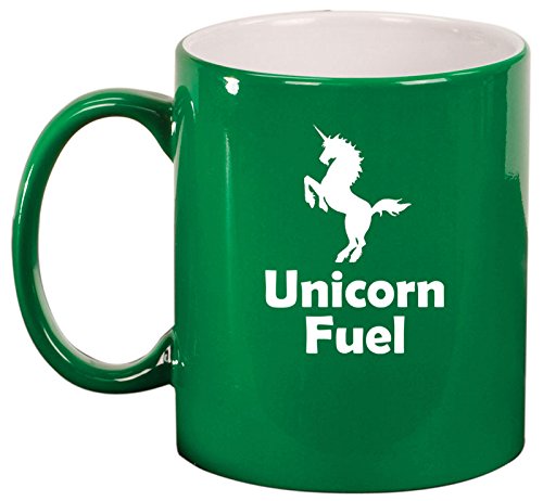 Ceramic Coffee Tea Mug Cup Unicorn Fuel (Green)
