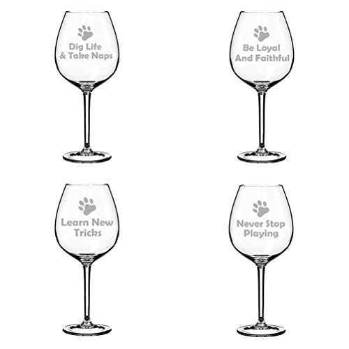 Set of 4 Wine Glass Goblet Dog Wisdom Collection (20 oz Jumbo)