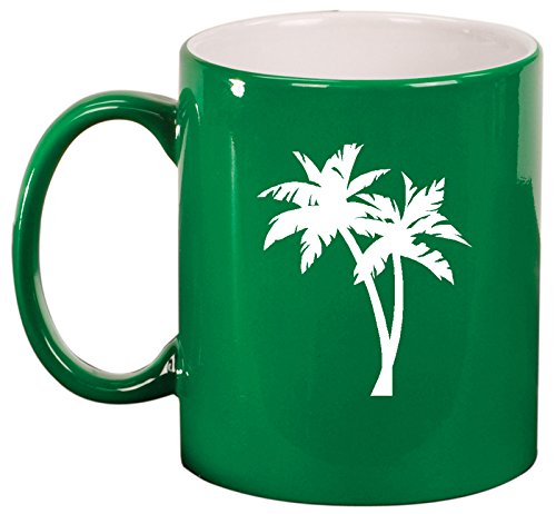Ceramic Coffee Tea Mug Cup Palm Trees (Green)