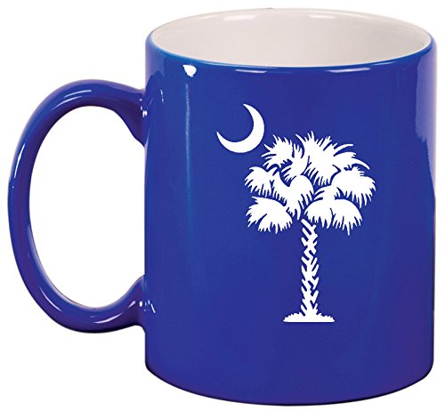 Ceramic Coffee Tea Mug Cup Palmetto Tree South Carolina Palm Moon (Blue)