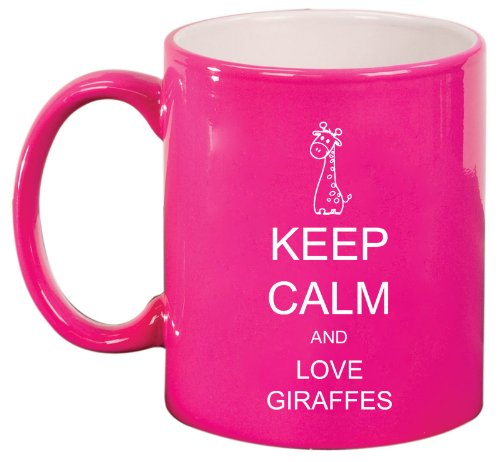 Keep Calm and Love Giraffes Ceramic Coffee Tea Mug Cup Hot Pink