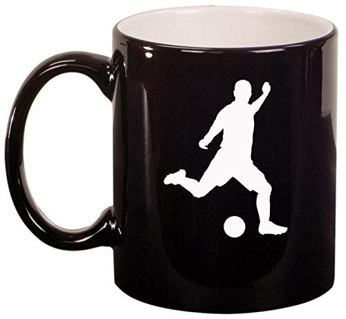 Ceramic Coffee Tea Mug Cup Soccer Player (Black)