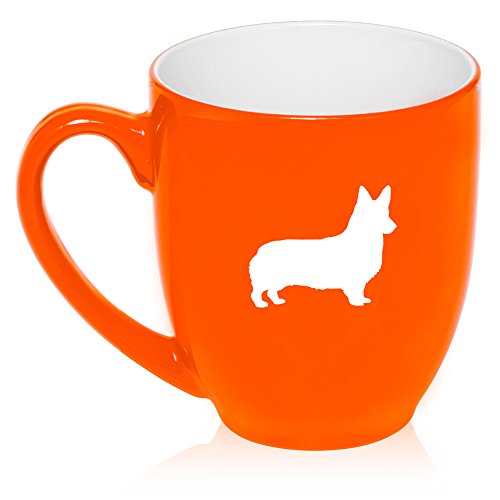 16 oz Large Bistro Mug Ceramic Coffee Tea Glass Cup Corgi (Orange)