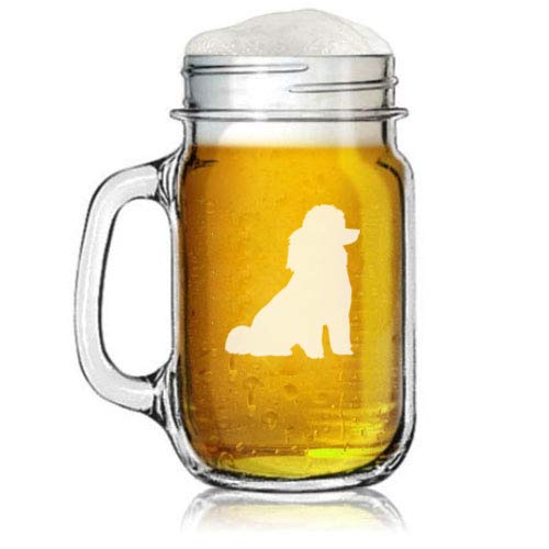 16oz Mason Jar Glass Mug w/Handle Miniature Poodle Toy Poodle
