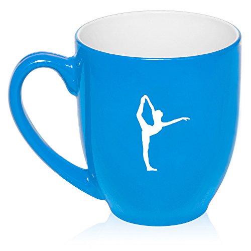 16 oz Large Bistro Mug Ceramic Coffee Tea Glass Cup Dancer Gymnastics (Light Blue)