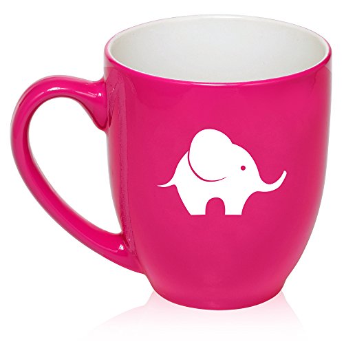16 oz Hot Pink Large Bistro Mug Ceramic Coffee Tea Glass Cup Baby Elephant