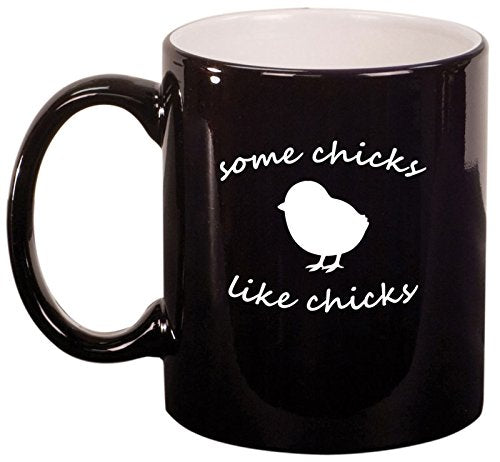Ceramic Coffee Tea Mug Cup Some Chicks Like Chicks Lesbian (Black)