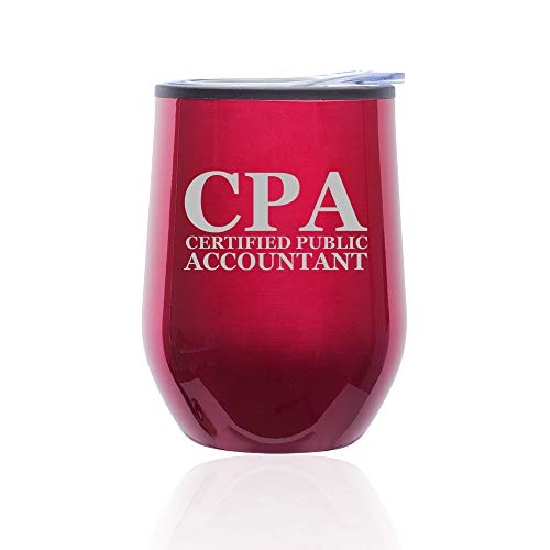 Stemless Wine Tumbler Coffee Travel Mug Glass With Lid CPA Certified Public Accountant (Fuchsia)