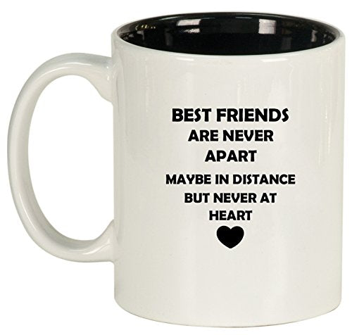 Ceramic Coffee Tea Mug Cup Best Friends Long Distance Love (White)