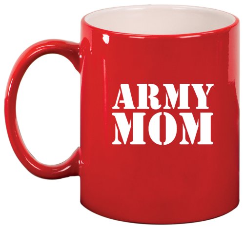 Army Mom Ceramic Coffee Tea Mug Cup Red
