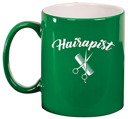 Ceramic Coffee Tea Mug Hairapist Hairdresser Funny (Green)