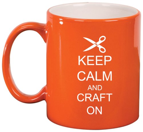 Keep Calm and Craft On Ceramic Coffee Tea Mug Cup Orange