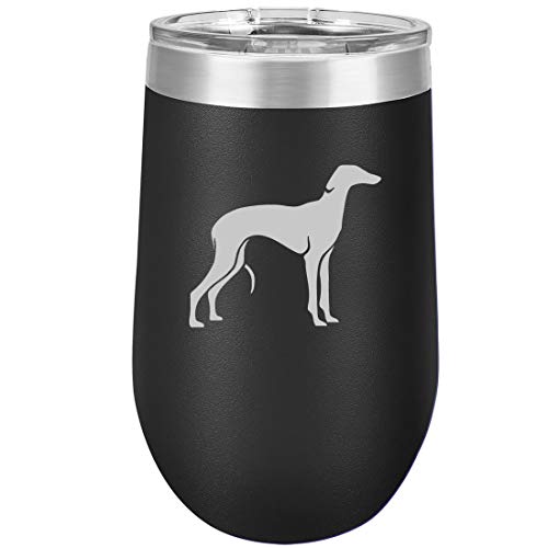 16 oz Double Wall Vacuum Insulated Stainless Steel Stemless Wine Tumbler Glass Coffee Travel Mug With Lid Greyhound