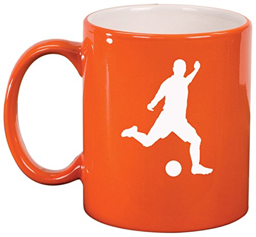 Ceramic Coffee Tea Mug Cup Soccer Player (Orange)