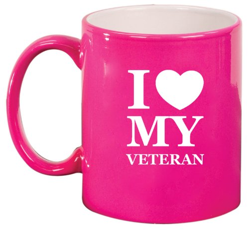 Pink Ceramic Coffee Tea Mug I Love My Veteran