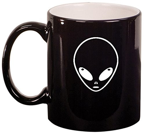 Ceramic Coffee Tea Mug Cup Alien Head (Black)