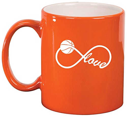 Ceramic Coffee Tea Mug Cup Infinite Infinity Love for Basketball (Orange)