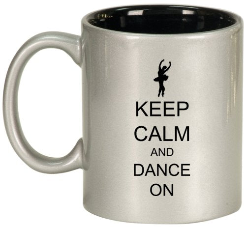 Keep Calm and Dance On Ceramic Coffee Tea Mug Cup Silver Black