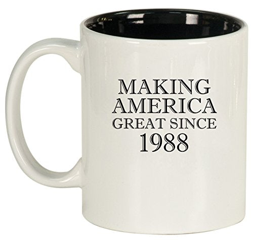 Ceramic Coffee Tea Mug Cup Making America Great Since 1988 30th Birthday (White)