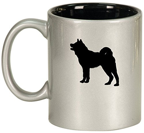 Ceramic Coffee Tea Mug Cup Akita Dog (Silver)
