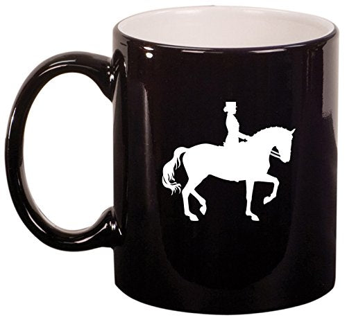 Ceramic Coffee Tea Mug Cup Dressage Horse With Rider (Black)