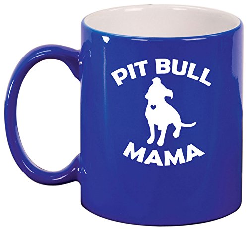 Ceramic Coffee Tea Mug Cup Pit Bull Mama (Blue)