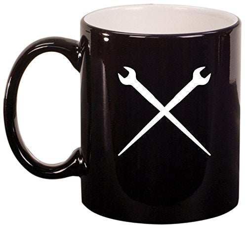 Ceramic Coffee Tea Mug Cup Spud Wrenches Iron Worker (Black)