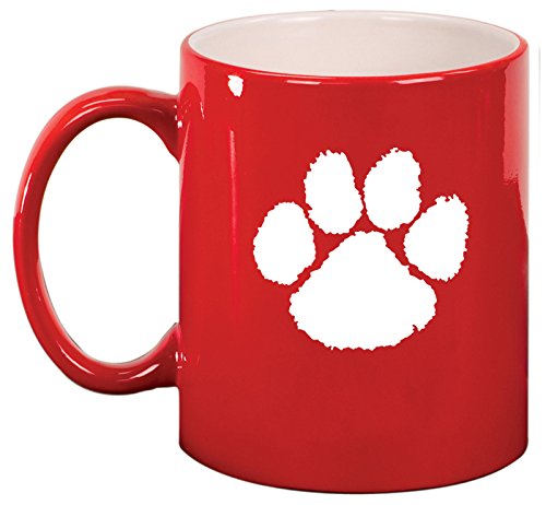 Ceramic Coffee Tea Mug Cup Paw Print (Red)