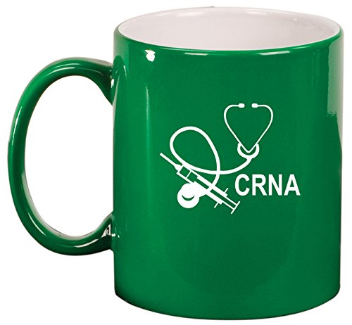 Ceramic Coffee Tea Mug Cup CRNA Nurse Anesthetist Anesthesiology (Green)