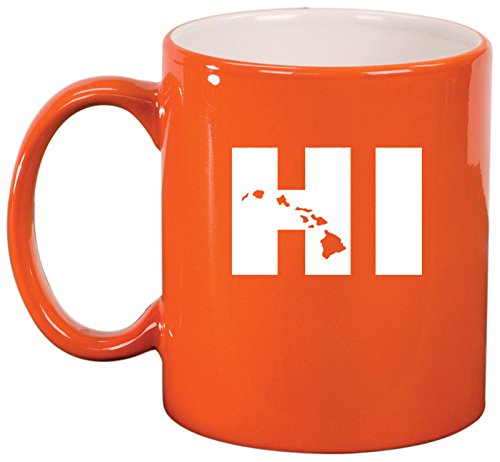 Ceramic Coffee Tea Mug HI Hawaiian Islands (Orange)