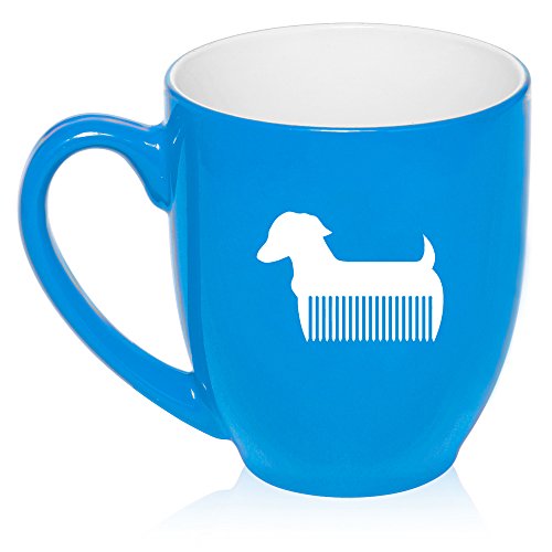 16 oz Large Bistro Mug Ceramic Coffee Tea Glass Cup Pet Dog Grooming Cat Groomer Salon (Light Blue)